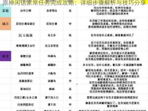 原神闲话家常任务完成攻略：详细步骤解析与技巧分享