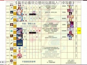 《新手必看坎公骑冠剑游戏入门全攻略》