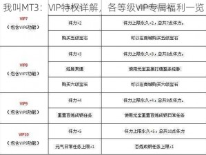 我叫MT3：VIP特权详解，各等级VIP专属福利一览