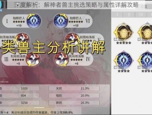 深度解析：解神者兽主挑选策略与属性详解攻略