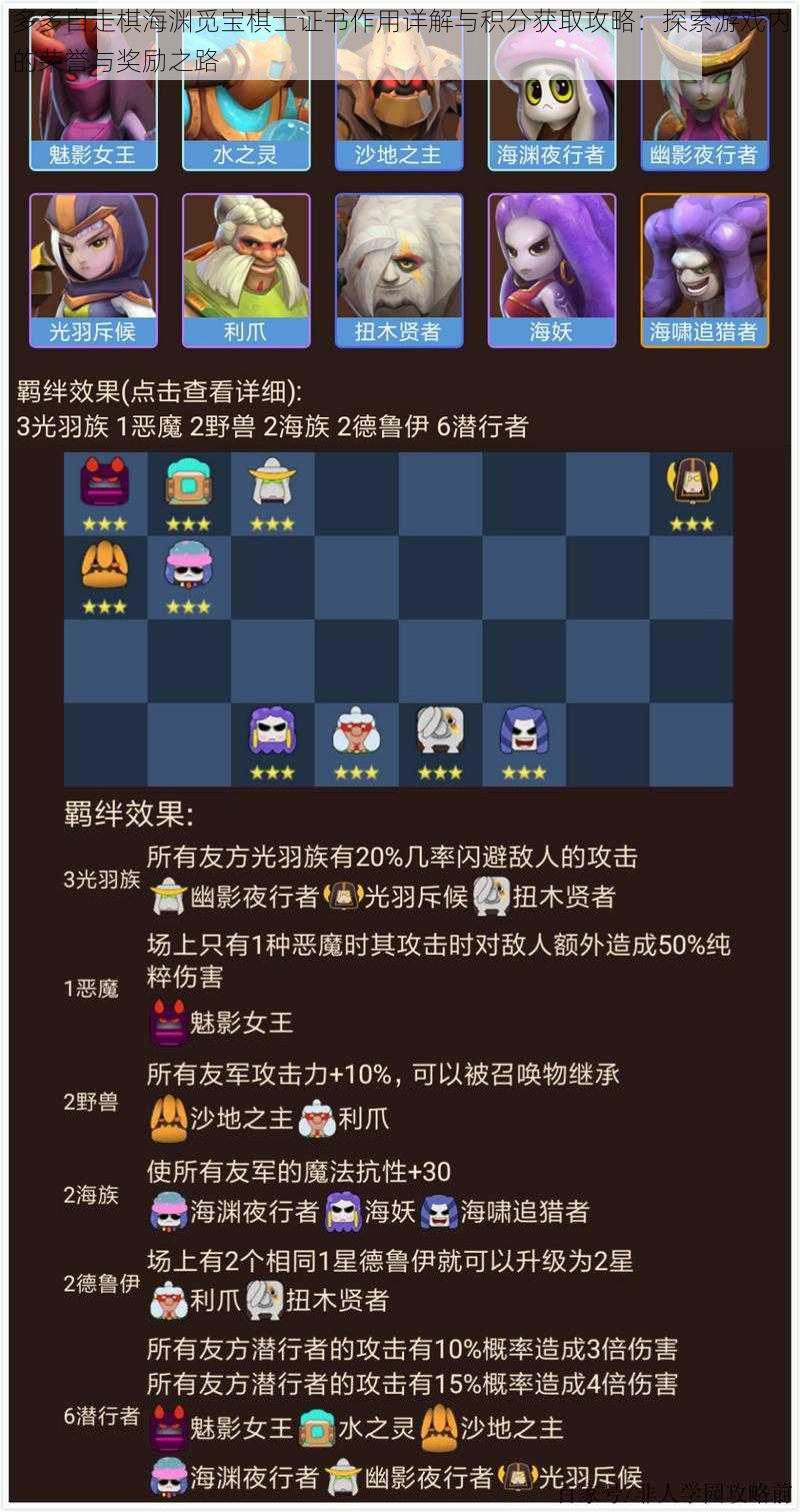 多多自走棋海渊觅宝棋士证书作用详解与积分获取攻略：探索游戏内的荣誉与奖励之路