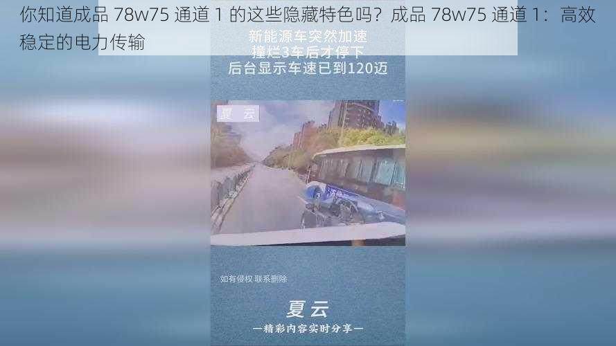 你知道成品 78w75 通道 1 的这些隐藏特色吗？成品 78w75 通道 1：高效稳定的电力传输