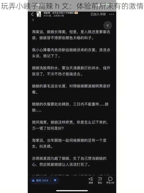 玩弄小峓子高辣 h 文：体验前所未有的激情