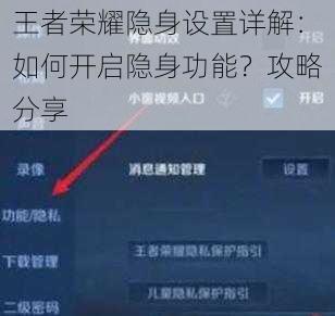 王者荣耀隐身设置详解：如何开启隐身功能？攻略分享