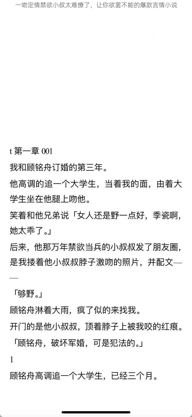 一吻定情禁欲小叔太难撩了，让你欲罢不能的爆款言情小说