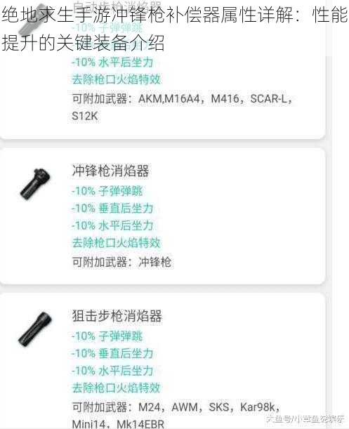 绝地求生手游冲锋枪补偿器属性详解：性能提升的关键装备介绍