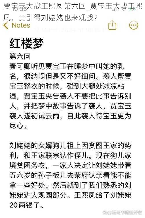 贾宝玉大战王熙凤第六回_贾宝玉大战王熙凤，竟引得刘姥姥也来观战？