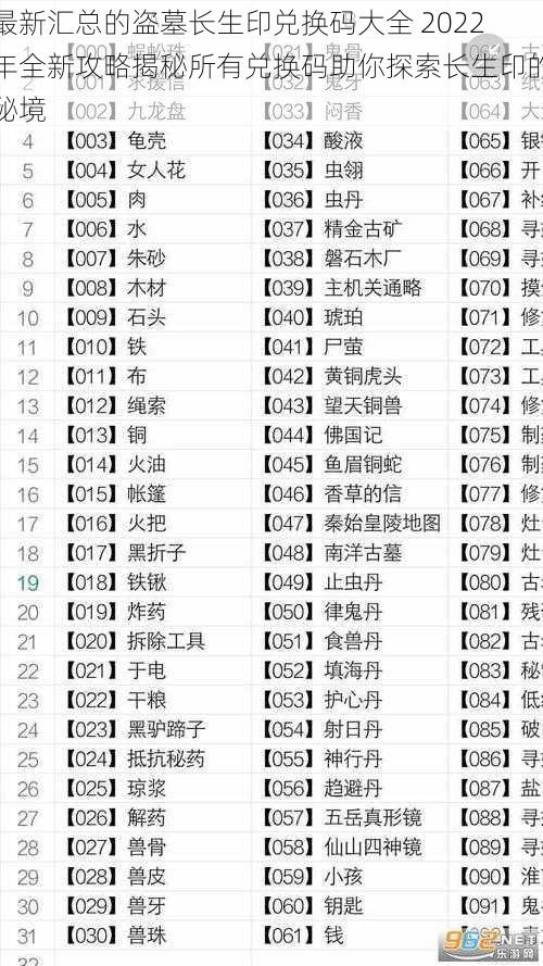 最新汇总的盗墓长生印兑换码大全 2022年全新攻略揭秘所有兑换码助你探索长生印的秘境