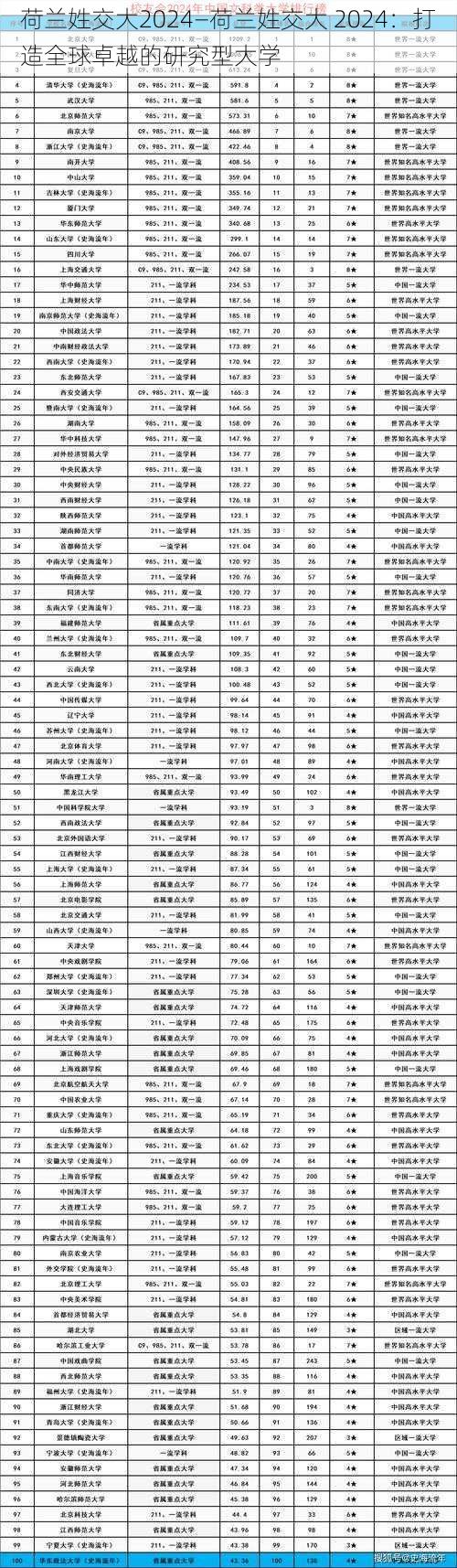 荷兰姓交大2024—荷兰姓交大 2024：打造全球卓越的研究型大学