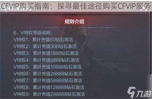 CFVIP购买指南：探寻最佳途径购买CFVIP服务