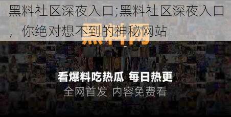 黑料社区深夜入口;黑料社区深夜入口，你绝对想不到的神秘网站