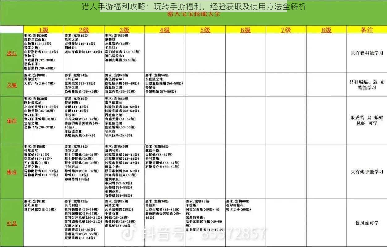 猎人手游福利攻略：玩转手游福利，经验获取及使用方法全解析