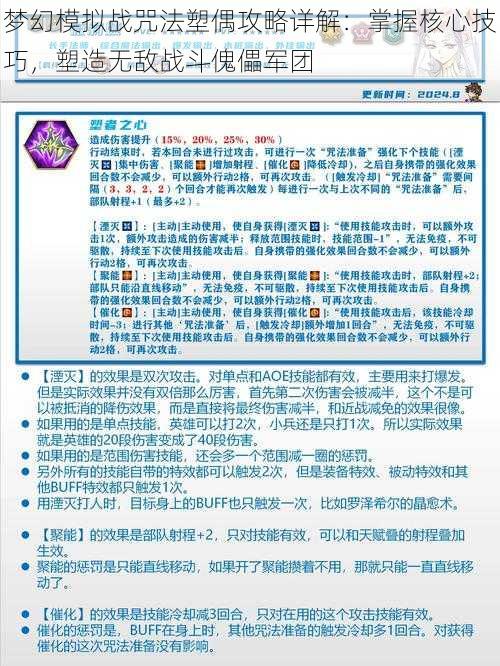 梦幻模拟战咒法塑偶攻略详解：掌握核心技巧，塑造无敌战斗傀儡军团