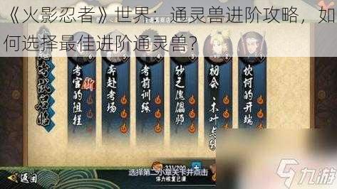 《火影忍者》世界：通灵兽进阶攻略，如何选择最佳进阶通灵兽？