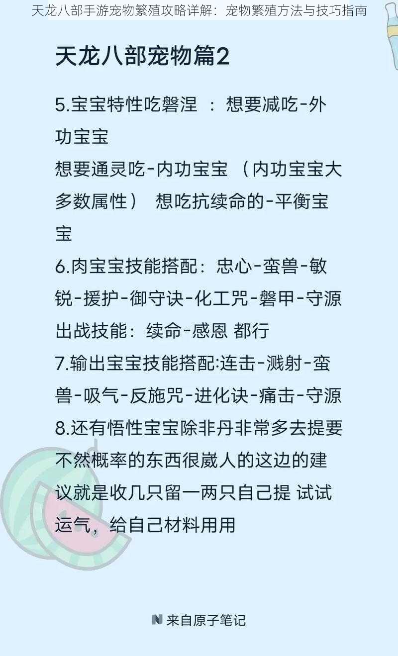 天龙八部手游宠物繁殖攻略详解：宠物繁殖方法与技巧指南